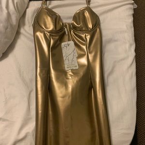 Oh Polly gold bodycon mini dress